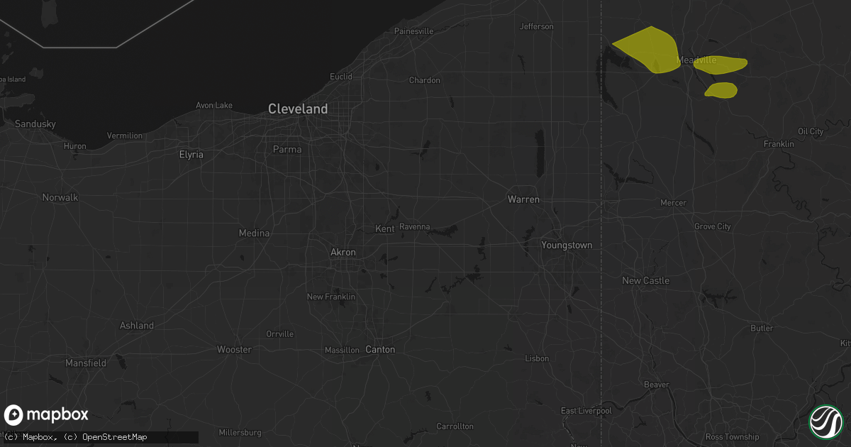 Hail map in Ravenna, OH on September 2, 2026