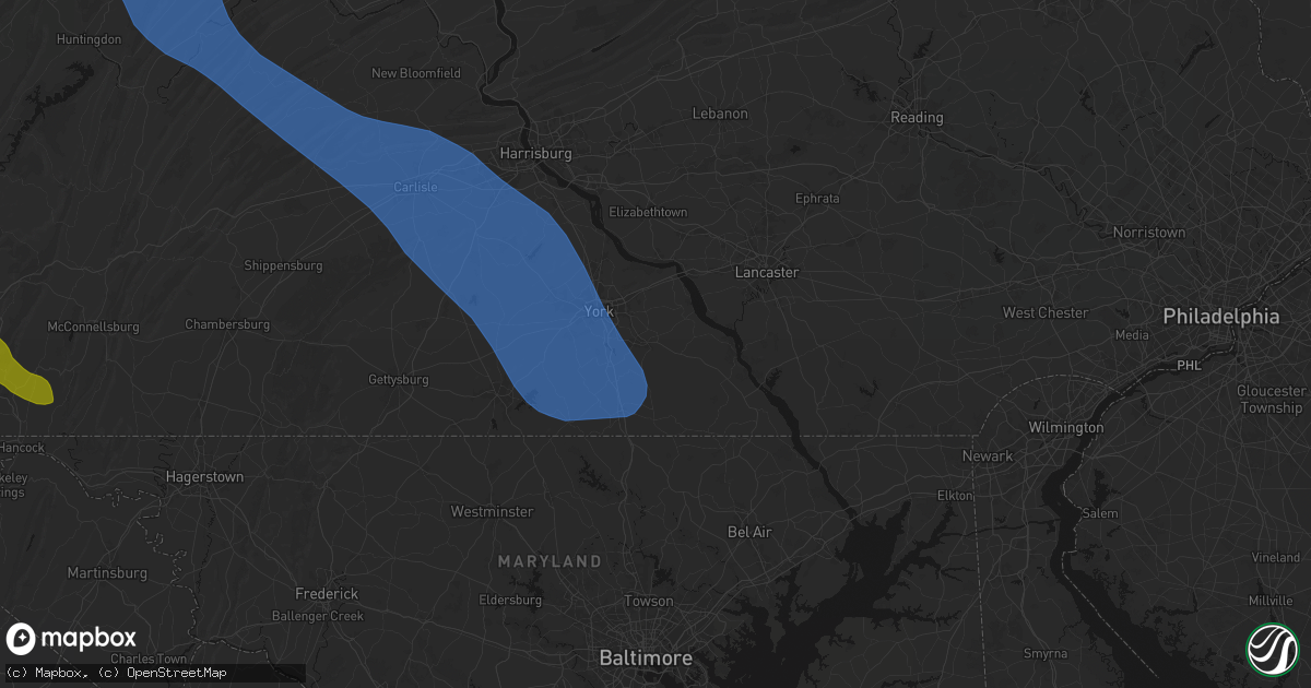 Hail map in Red Lion, PA on September 2, 2026