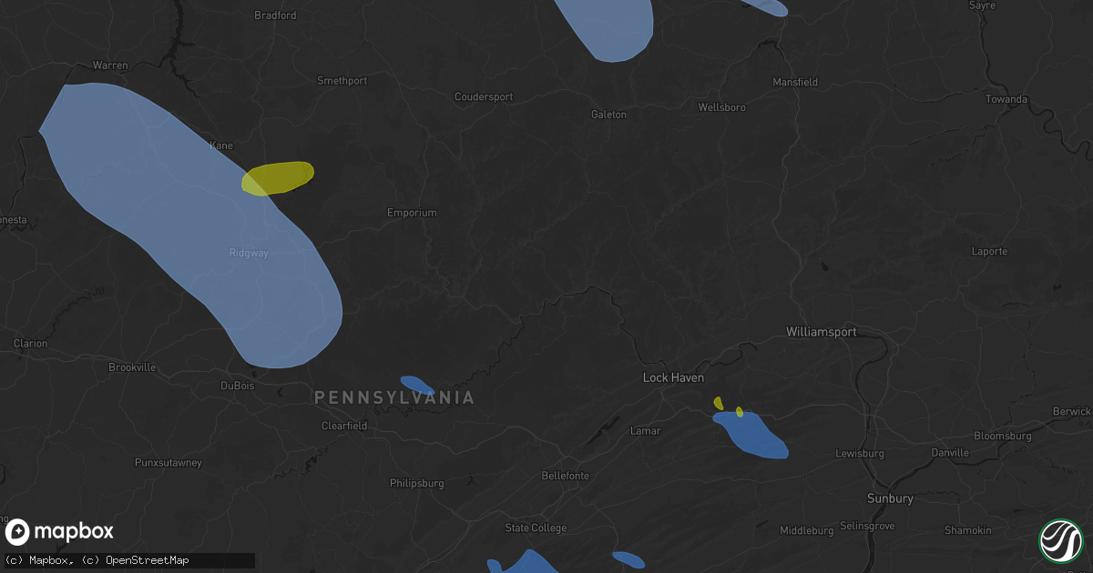 Hail map in Renovo, PA on September 2, 2026