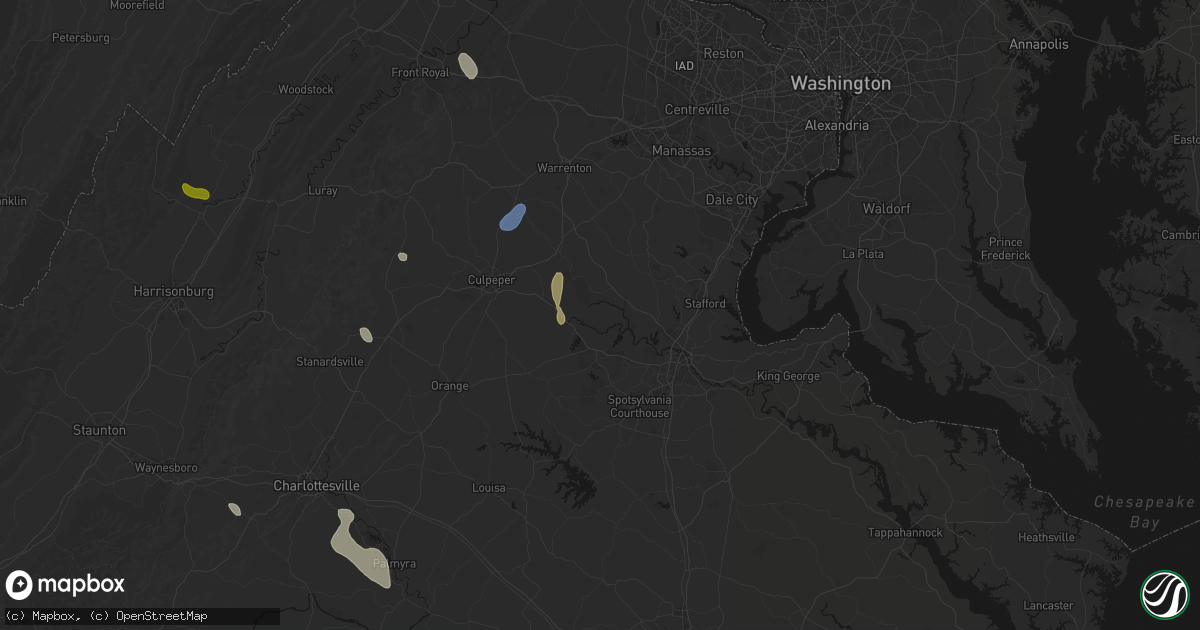 Hail map in Richardsville, VA on September 2, 2026