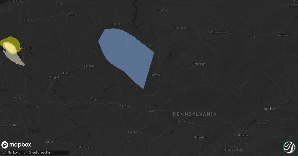 Hail map in Ridgway, PA on September 2, 2026