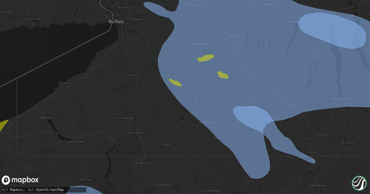 Hail map in Rushford, NY on September 2, 2026
