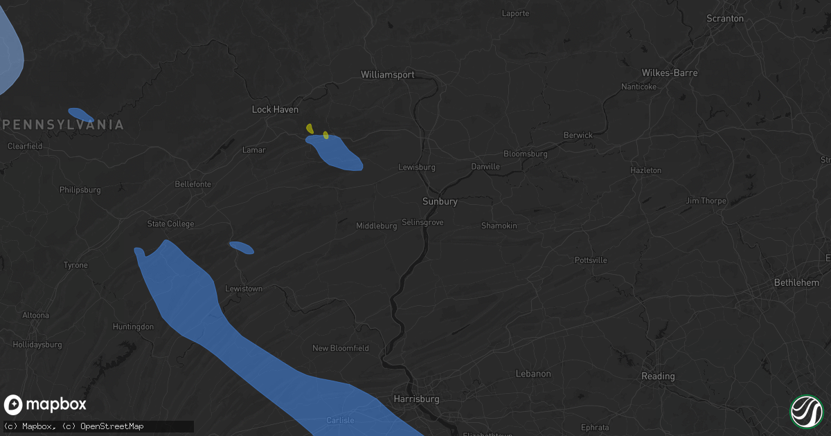 Hail map in Selinsgrove, PA on September 2, 2026