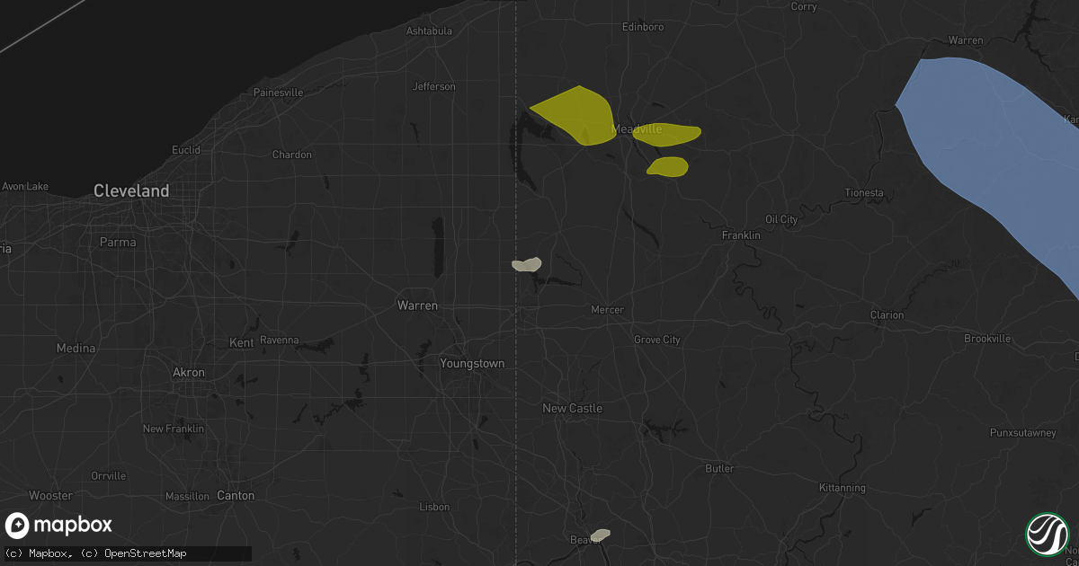 Hail map in Sharpsville, PA on September 2, 2026