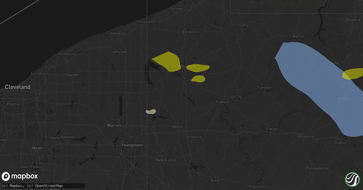 Hail map in Sheakleyville, PA on September 2, 2026