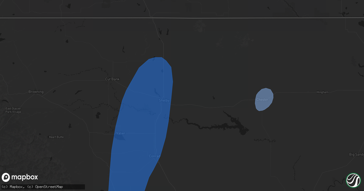 Hail map in Shelby, MT on September 2, 2026