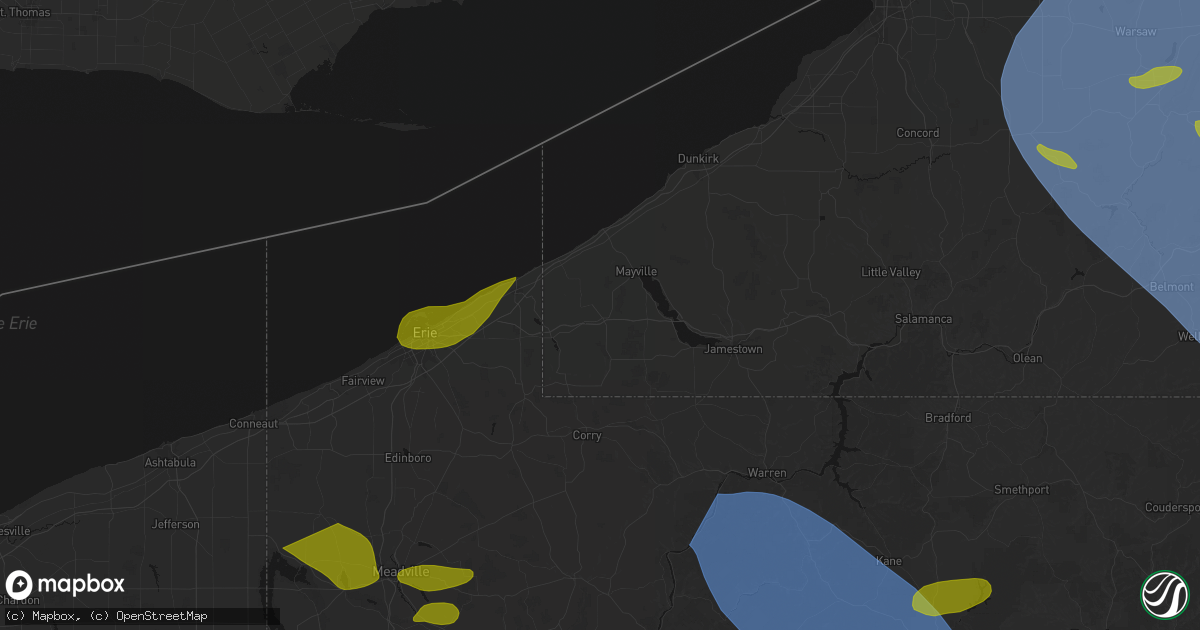 Hail map in Sherman, NY on September 2, 2026