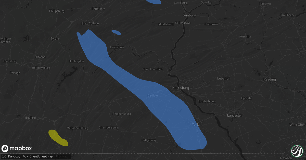Hail map in Shermans Dale, PA on September 2, 2026