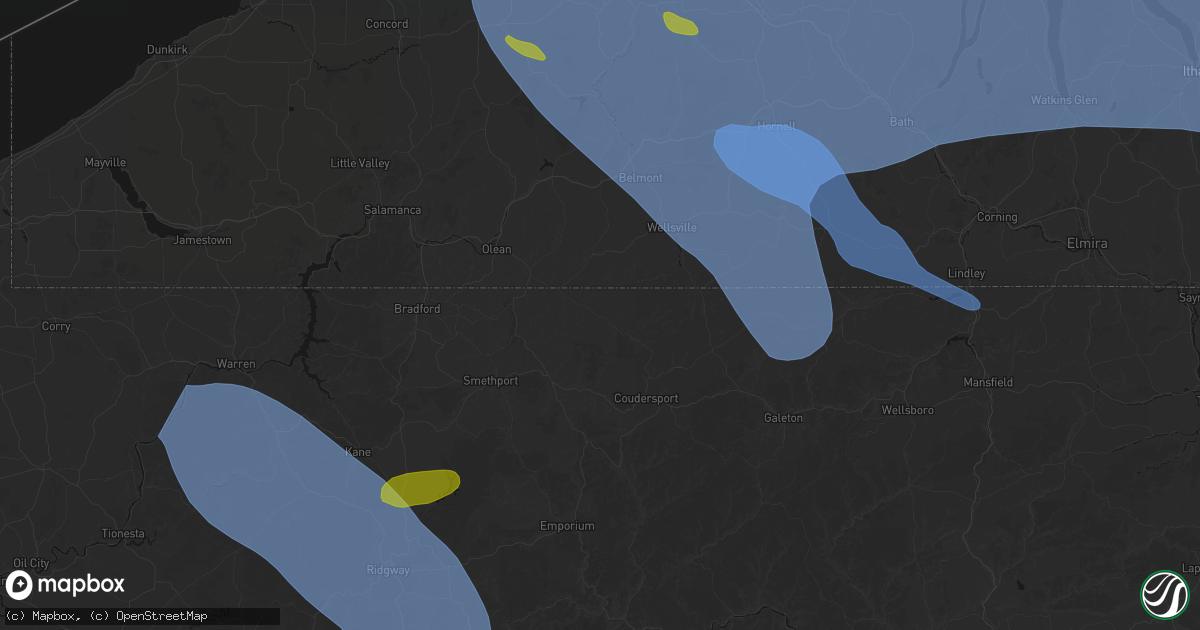Hail map in Shinglehouse, PA on September 2, 2026