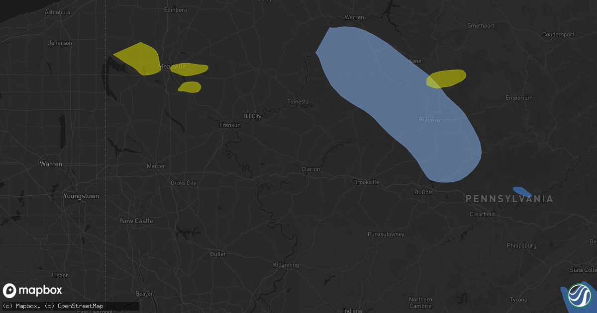 Hail map in Shippenville, PA on September 2, 2026