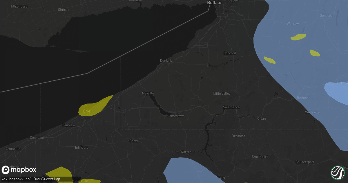 Hail map in Sinclairville, NY on September 2, 2026