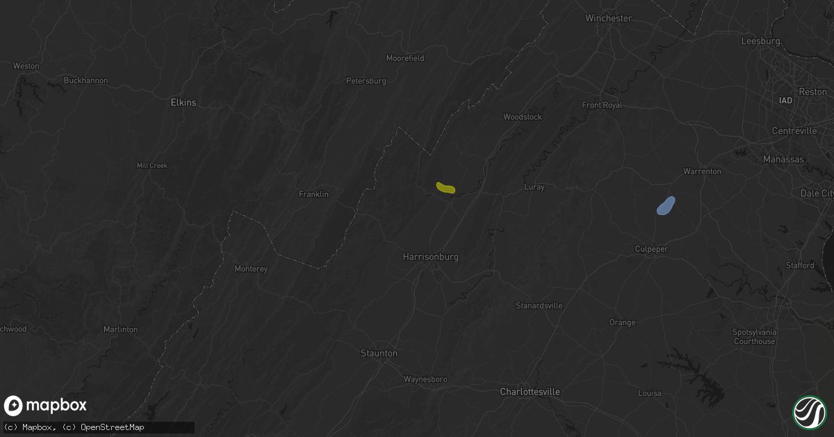 Hail map in Singers Glen, VA on September 2, 2026