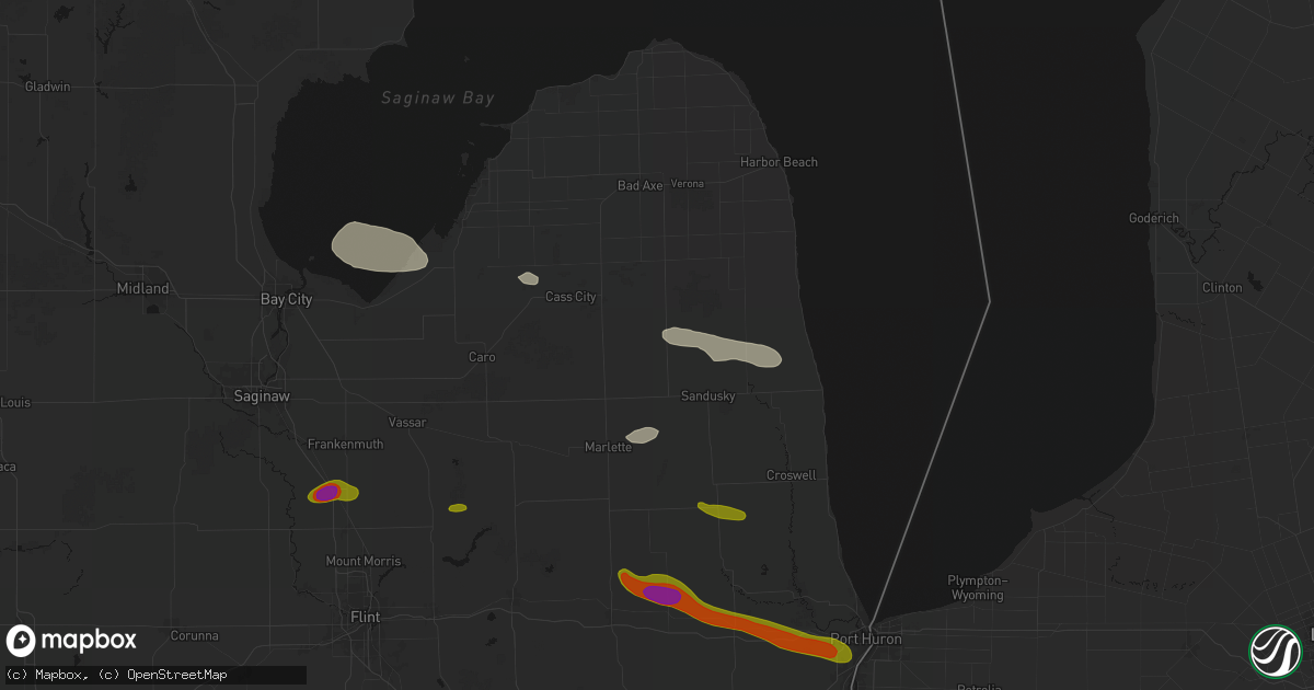 Hail map in Snover, MI on September 2, 2026