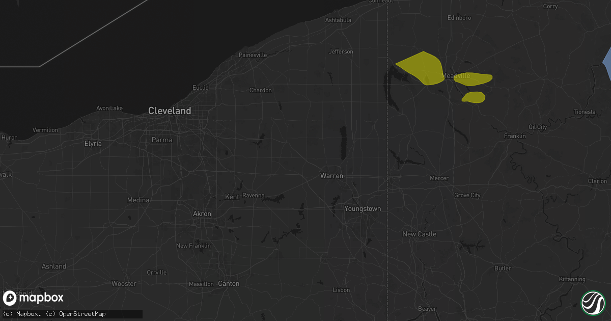 Hail map in Southington, OH on September 2, 2026