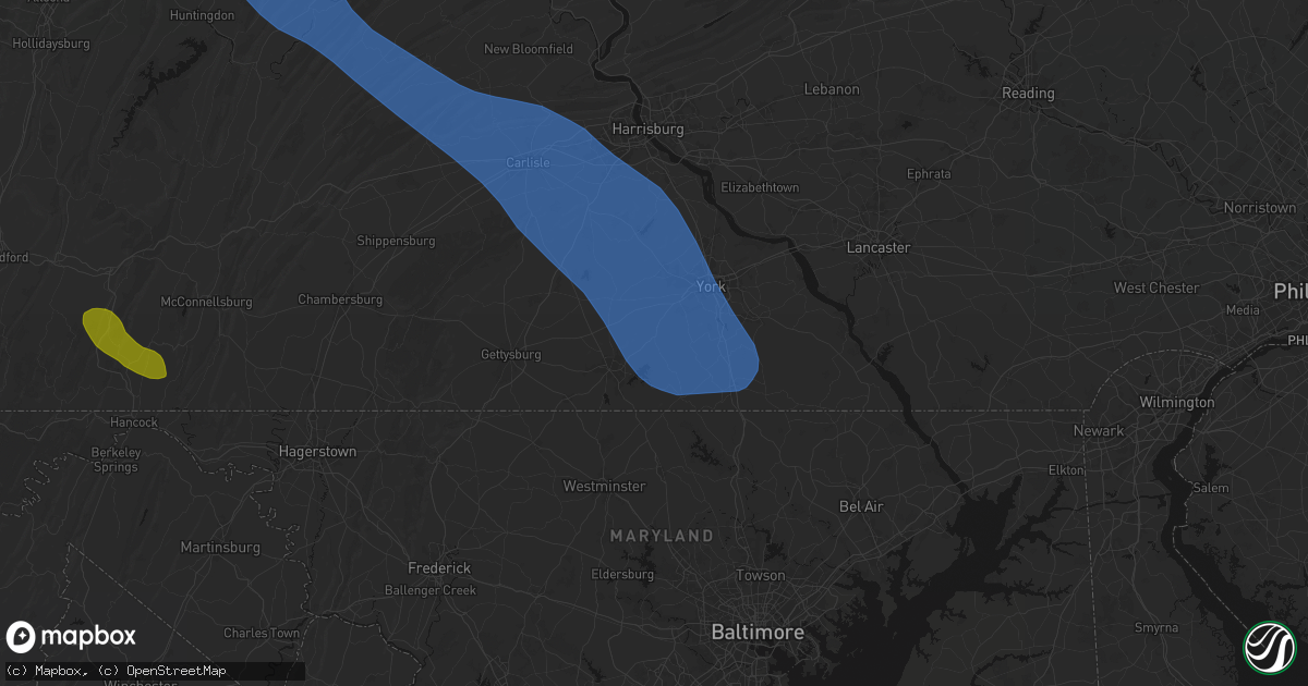 Hail map in Spring Grove, PA on September 2, 2026