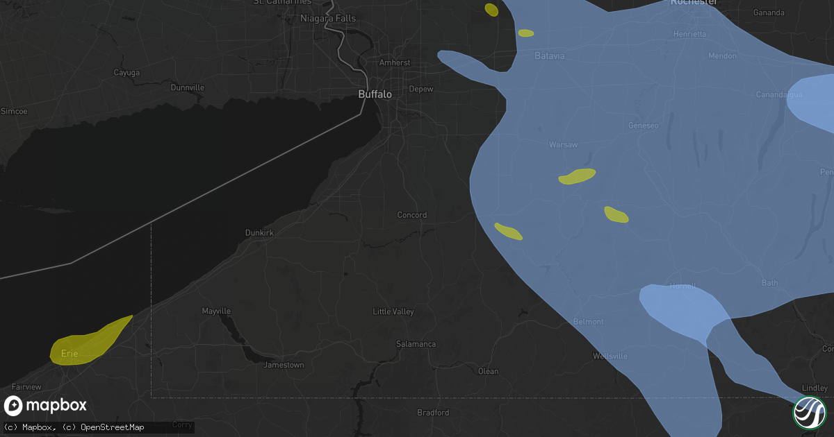 Hail map in Springville, NY on September 2, 2026