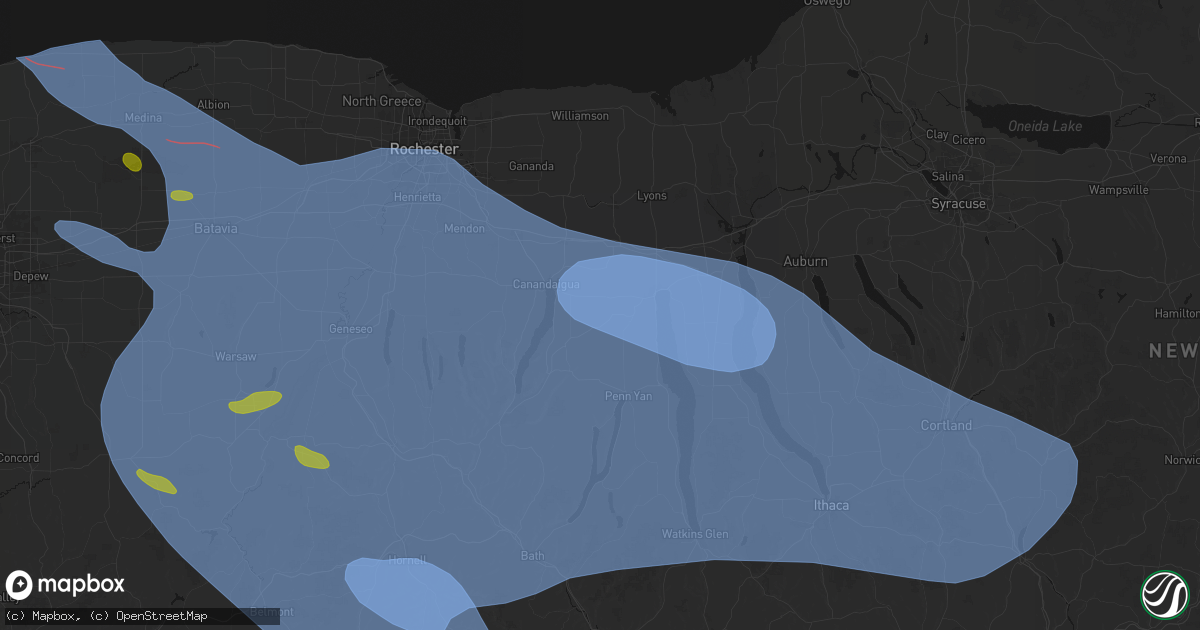 Hail map in Stanley, NY on September 2, 2026