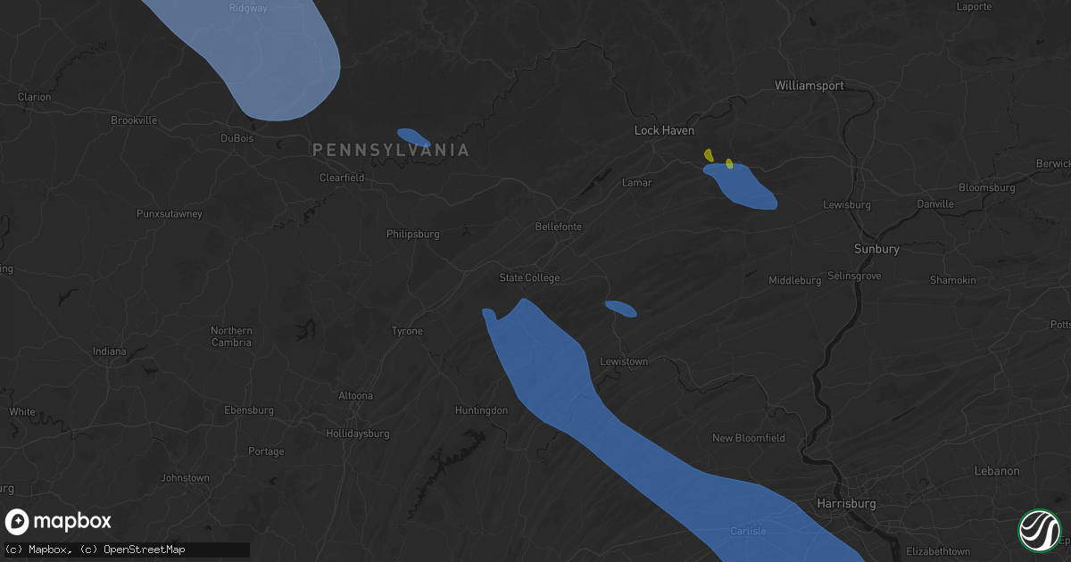 Hail map in State College, PA on September 2, 2026