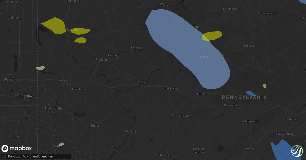 Hail map in Strattanville, PA on September 2, 2026