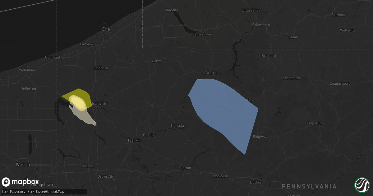 Hail map in Tidioute, PA on September 2, 2026