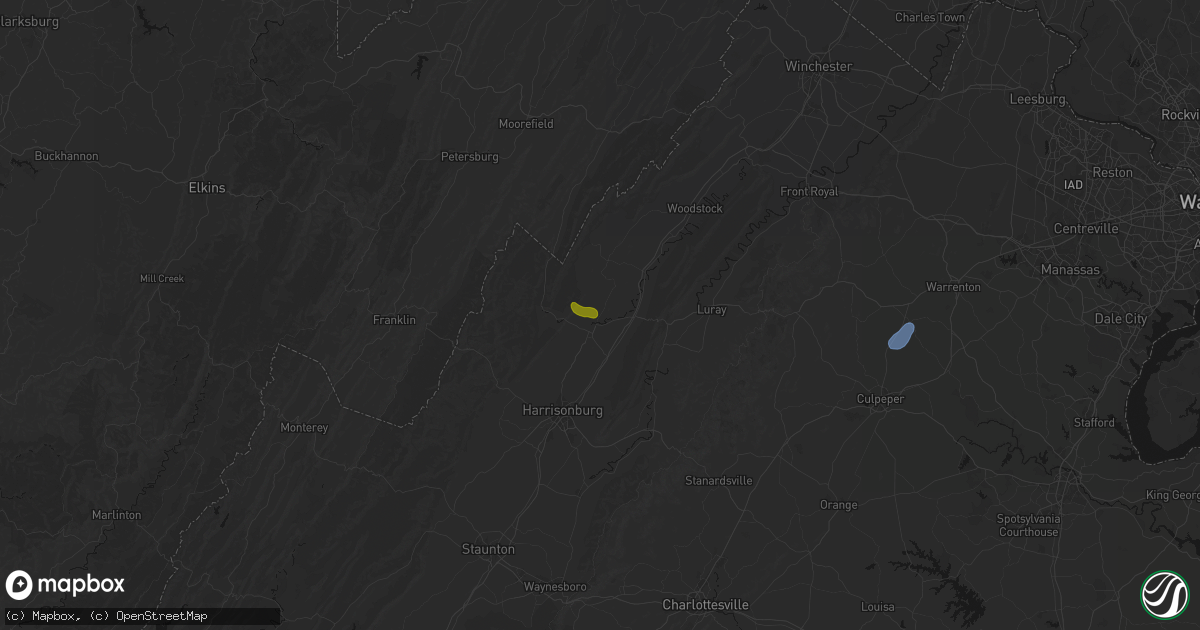Hail map in Timberville, VA on September 2, 2026