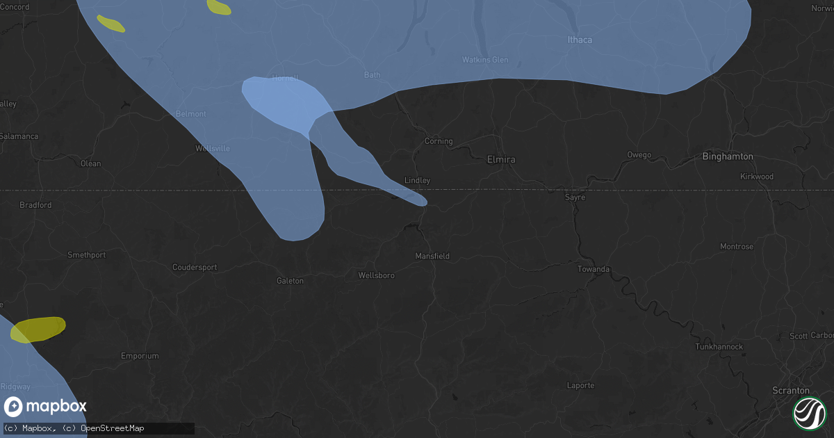 Hail map in Tioga, PA on September 2, 2026