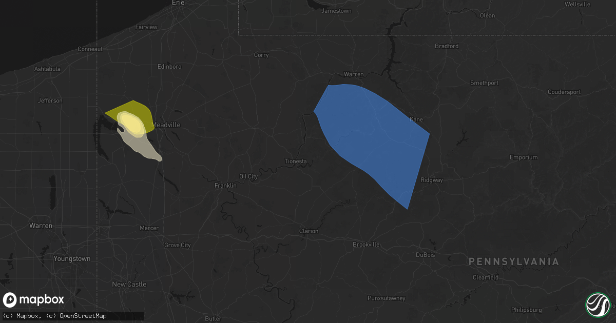 Hail map in Tionesta, PA on September 2, 2026