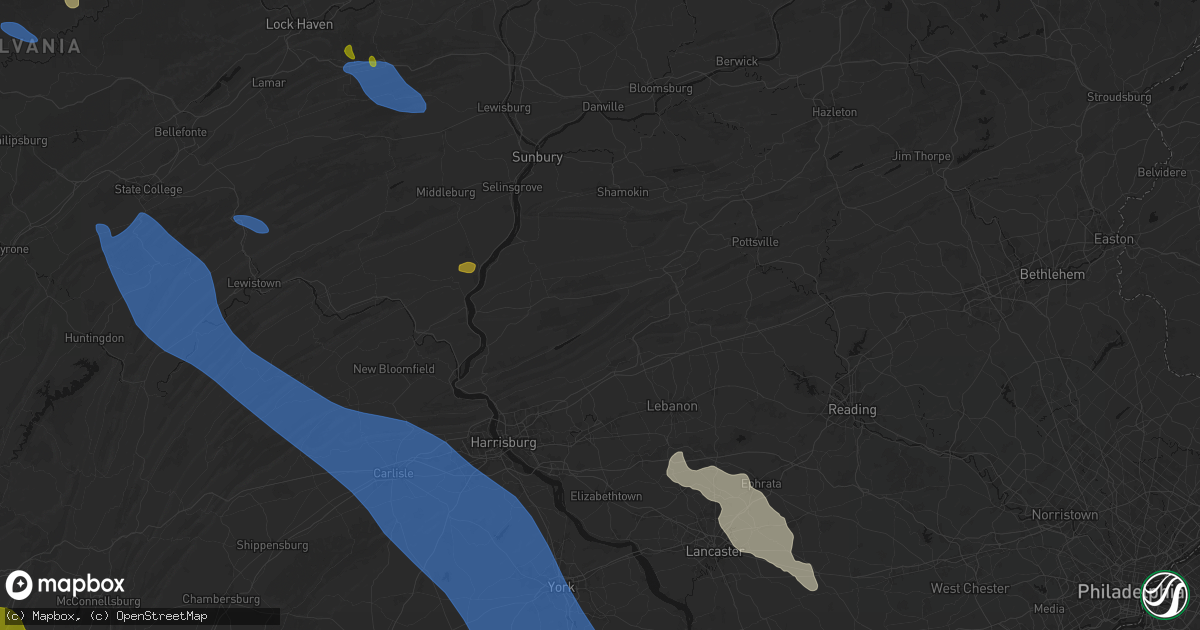 Hail map in Tower City, PA on September 2, 2026