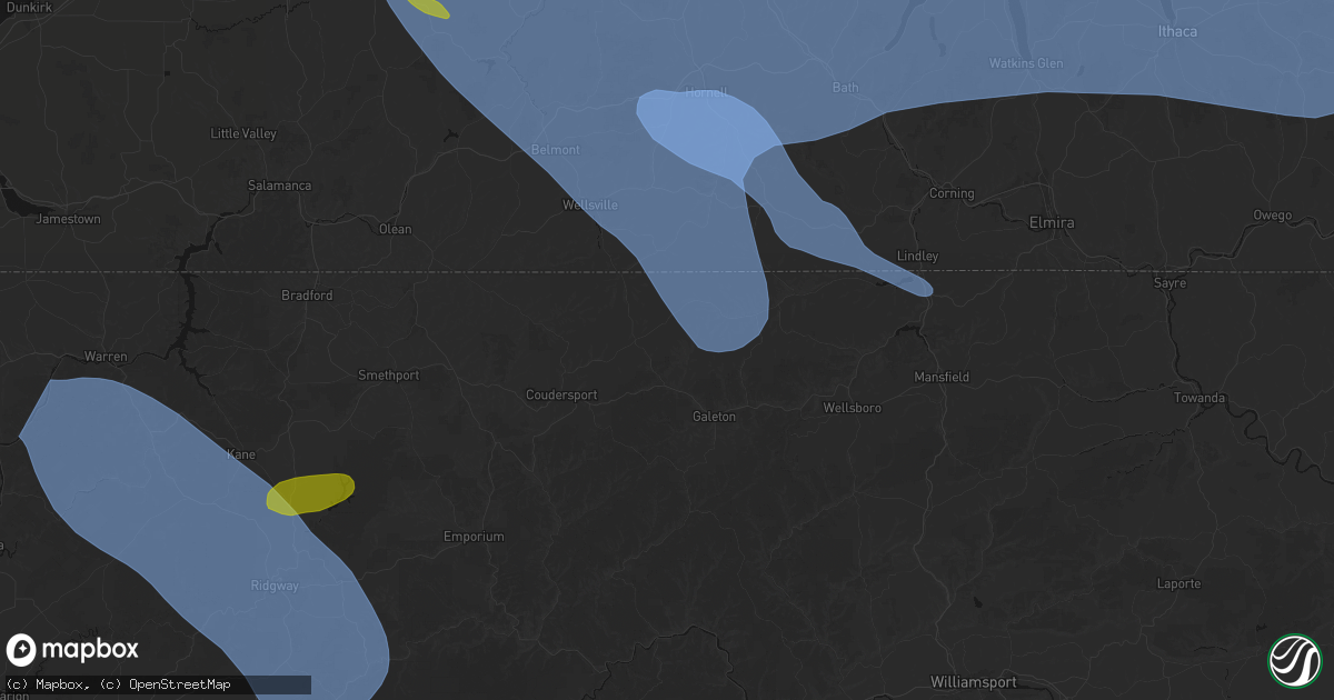 Hail map in Ulysses, PA on September 2, 2026
