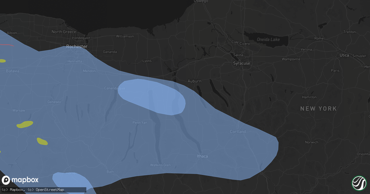 Hail map in Union Springs, NY on September 2, 2026