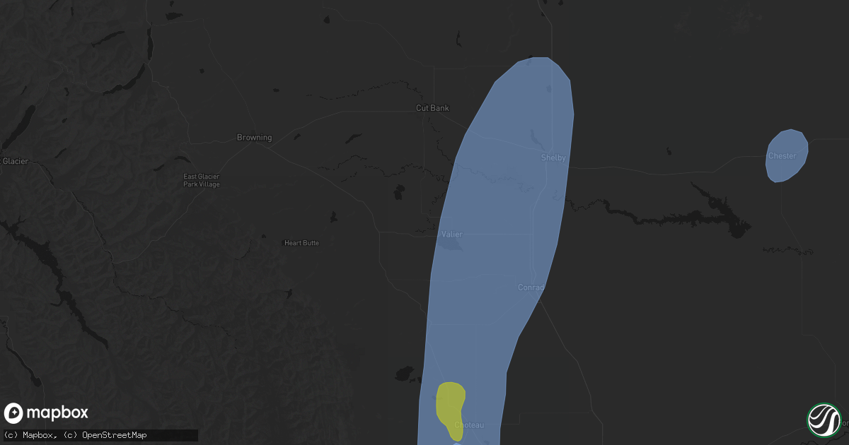 Hail map in Valier, MT on September 2, 2026