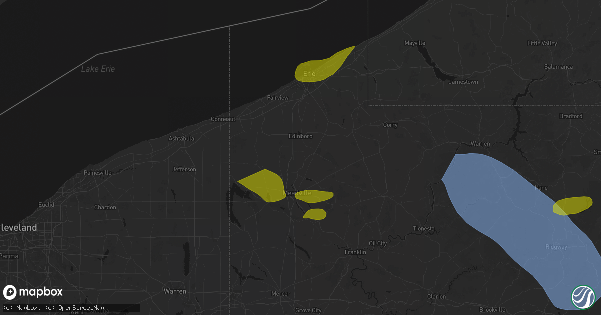 Hail map in Venango, PA on September 2, 2026