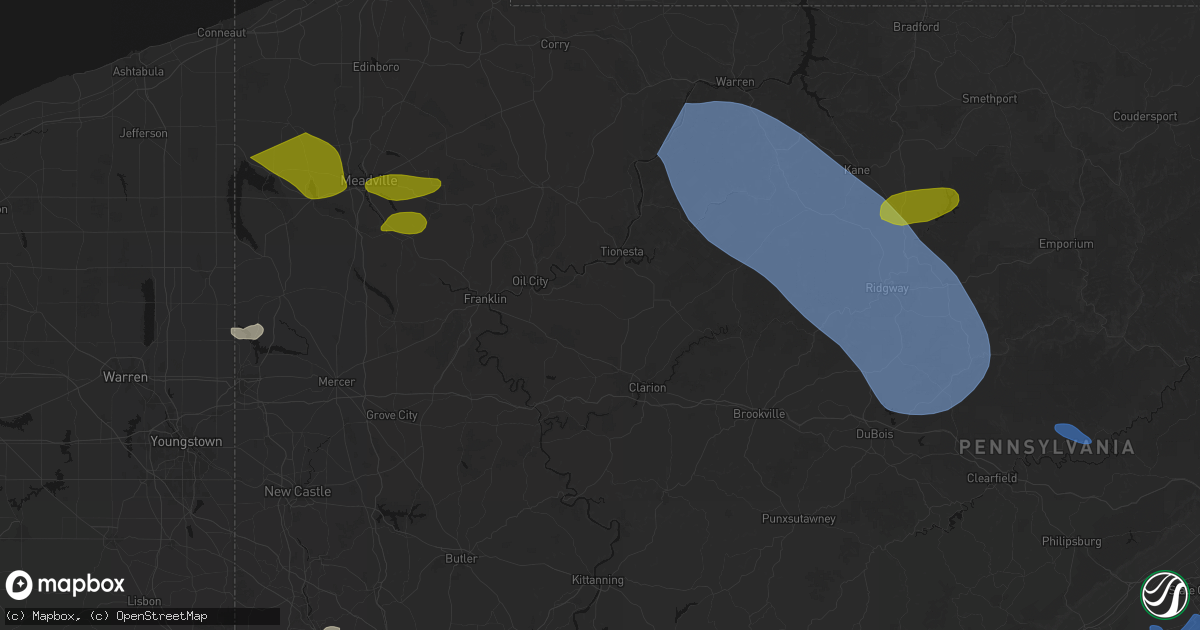 Hail map in Venus, PA on September 2, 2026
