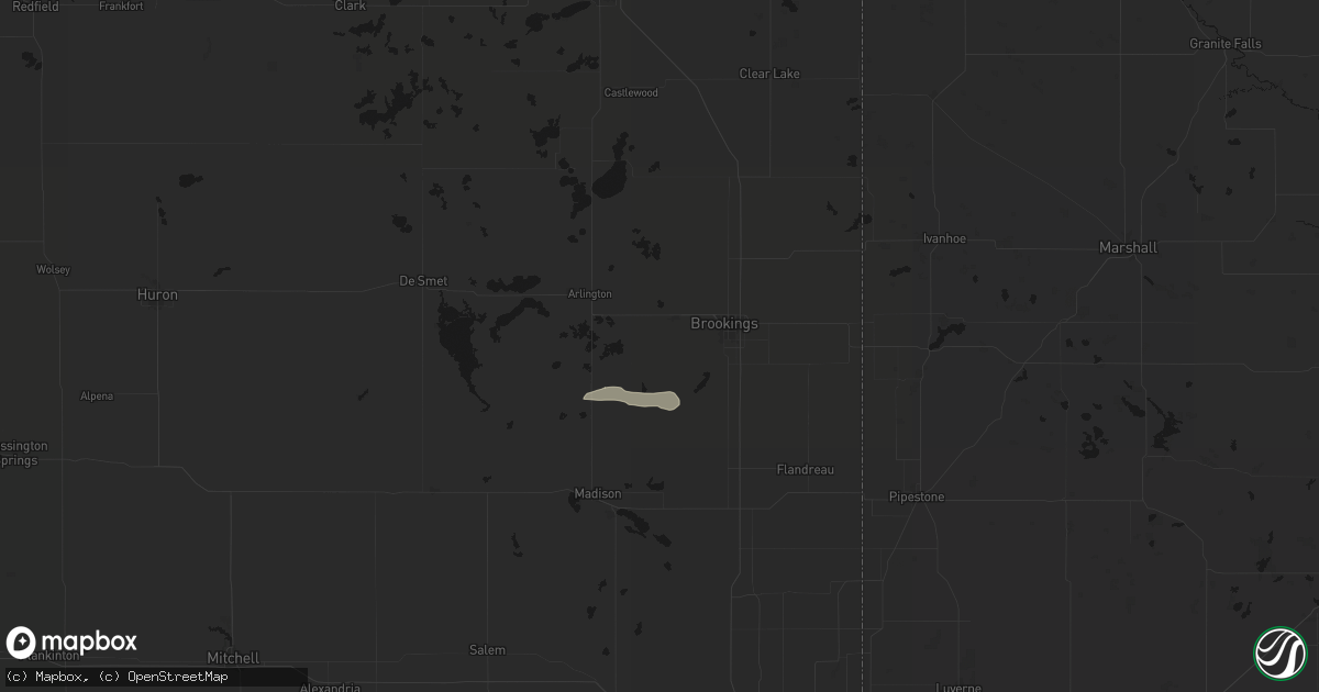 Hail map in Volga, SD on September 2, 2026