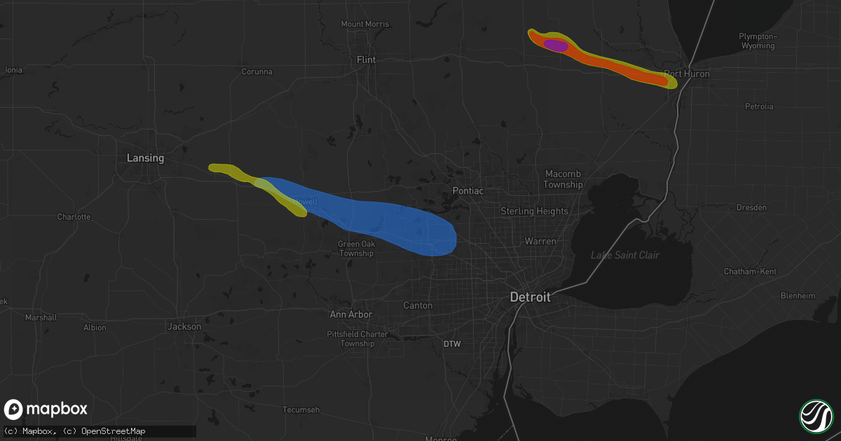 Hail map in Walled Lake, MI on September 2, 2026