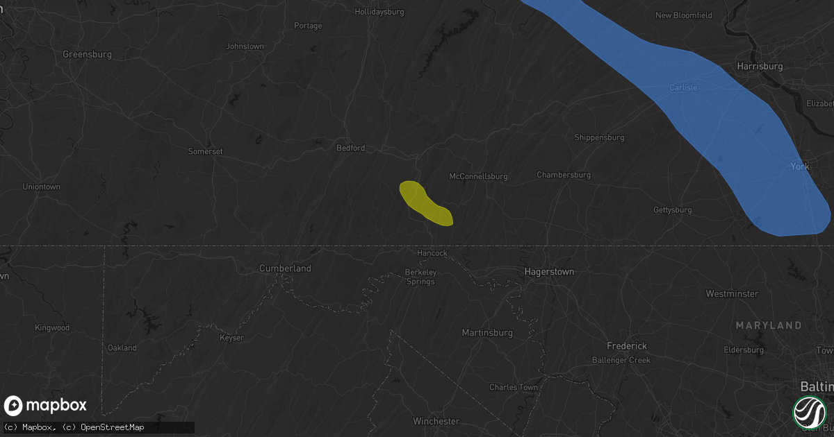 Hail map in Warfordsburg, PA on September 2, 2026
