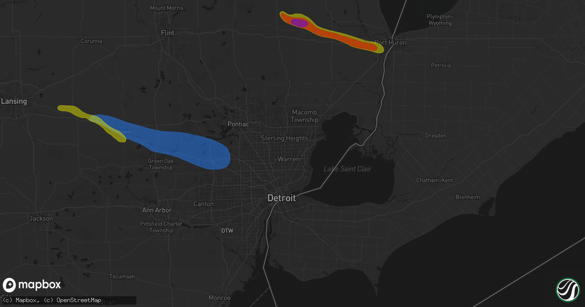 Hail map in Warren, MI on September 2, 2026