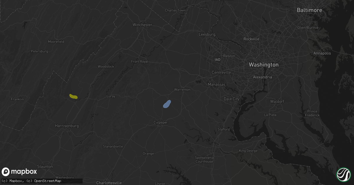 Hail map in Warrenton, VA on September 2, 2026
