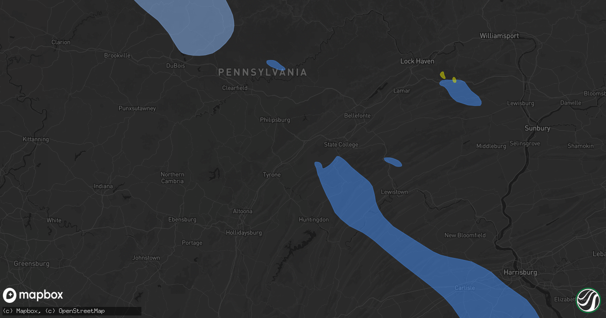 Hail map in Warriors Mark, PA on September 2, 2026