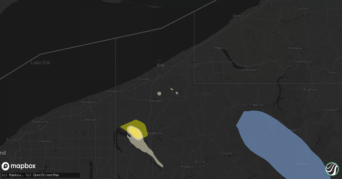 Hail map in Waterford, PA on September 2, 2026
