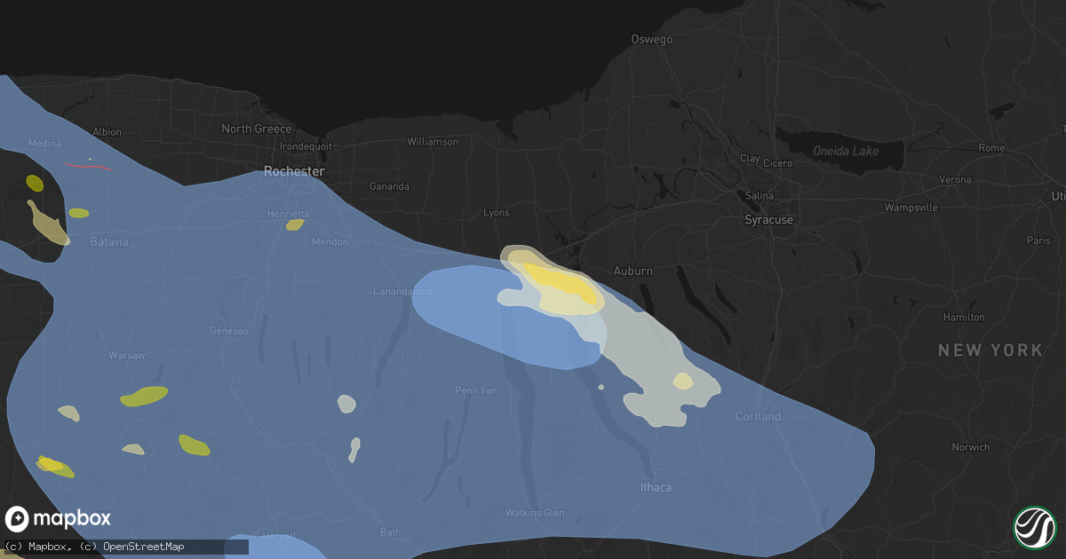 Hail map in Waterloo, NY on September 2, 2026