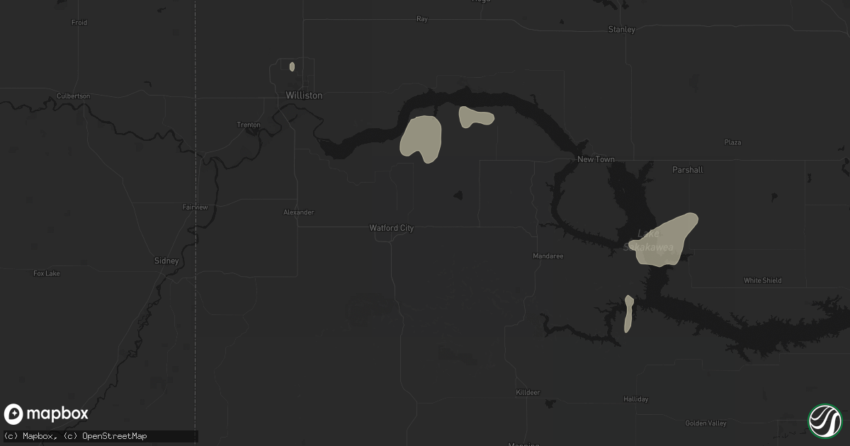 Hail map in Watford City, ND on September 2, 2026