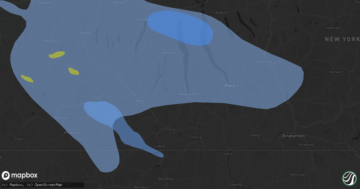 Hail map in Watkins Glen, NY on September 2, 2026