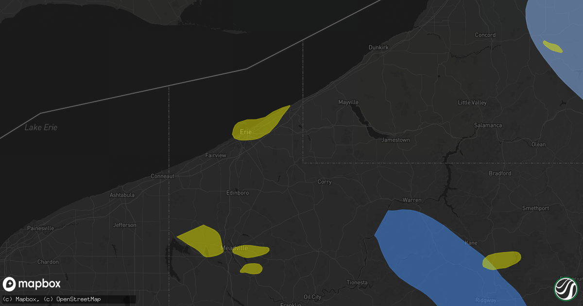 Hail map in Wattsburg, PA on September 2, 2026