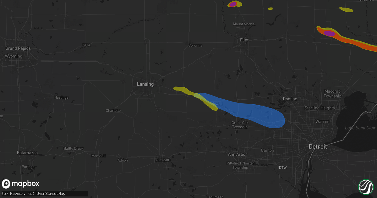 Hail map in Webberville, MI on September 2, 2026