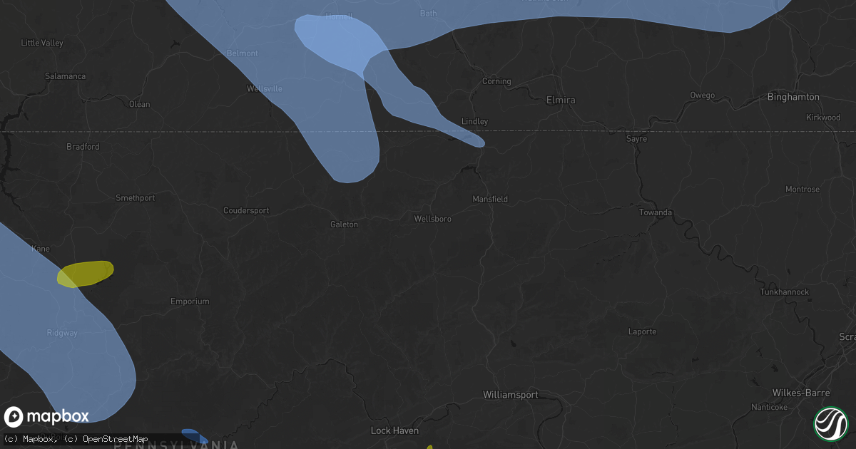 Hail map in Wellsboro, PA on September 2, 2026