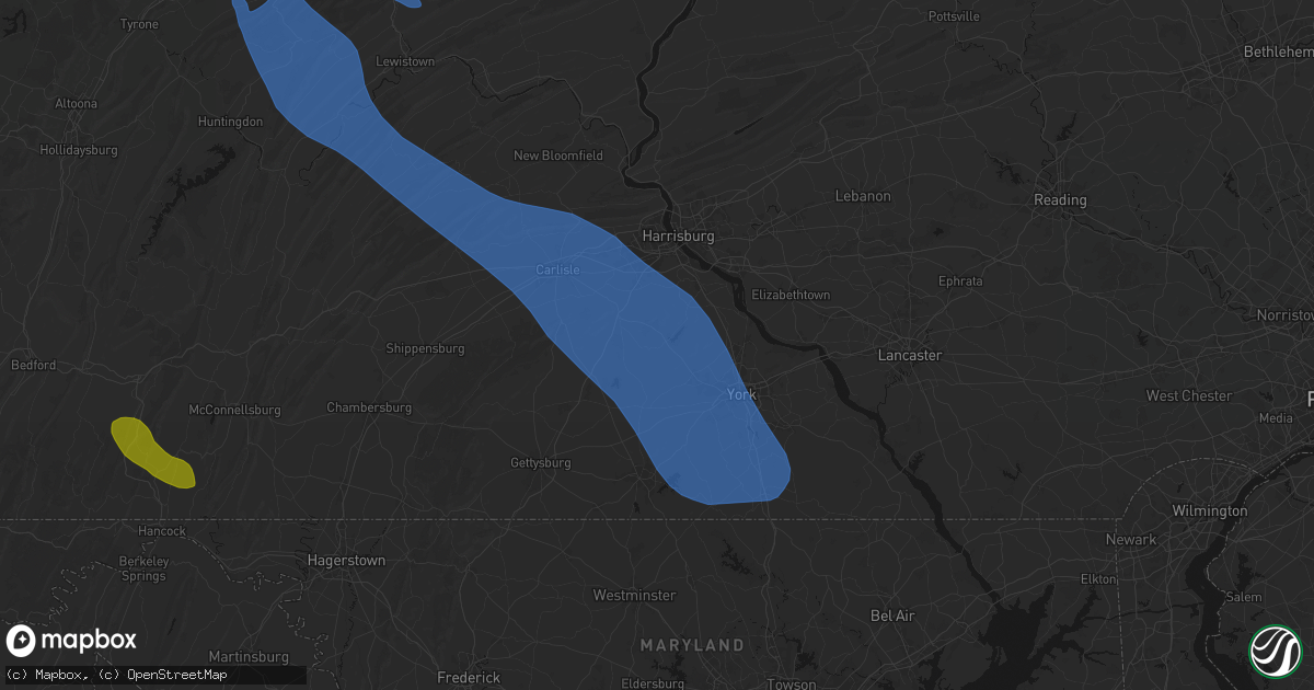 Hail map in Wellsville, PA on September 2, 2026