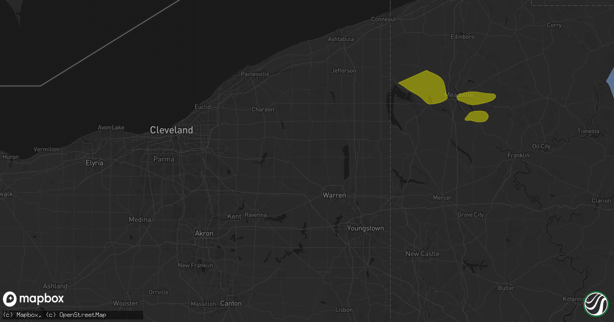 Hail map in West Farmington, OH on September 2, 2026