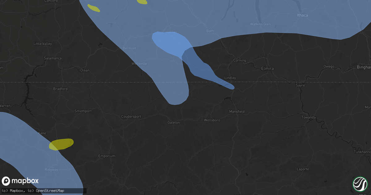 Hail map in Westfield, PA on September 2, 2026
