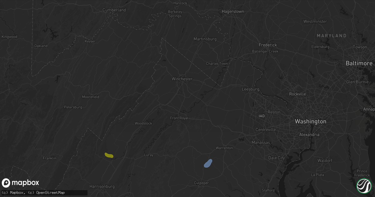 Hail map in White Post, VA on September 2, 2026